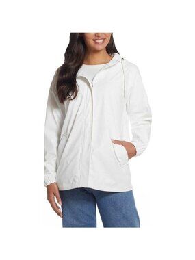 Weatherproof Vintage Rain Slicker Jacket Hooded White Coat Women's Size M